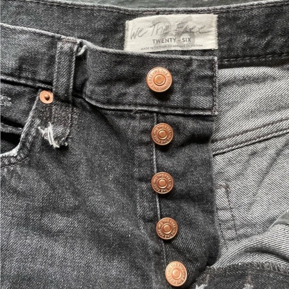 [Free People] Distressed Washed Black Denim Jean short pant - Picture 3 of 10